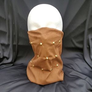 Brown Suede Studded Gaiter facemask